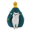 Festive Feline Christmas Tree Cat Bed - Cozy Holiday Retreat For Your